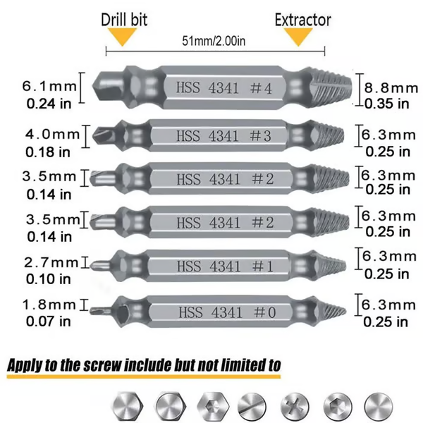🔩 6PCS Stripped Screw Remover Set