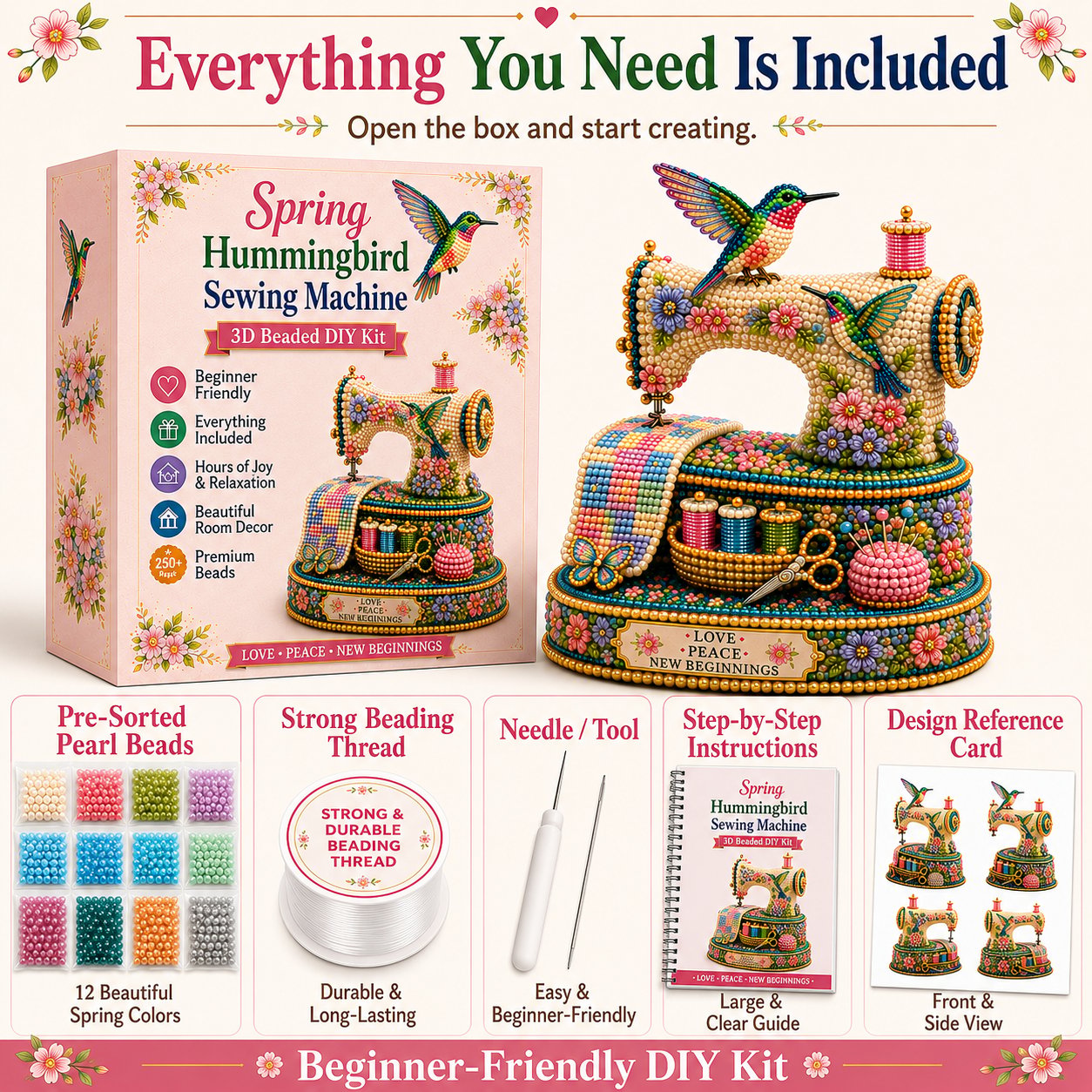 🌸Spring Hummingbird Sewing Machine 💗 3D Spring Limited Keepsake Edition DIY