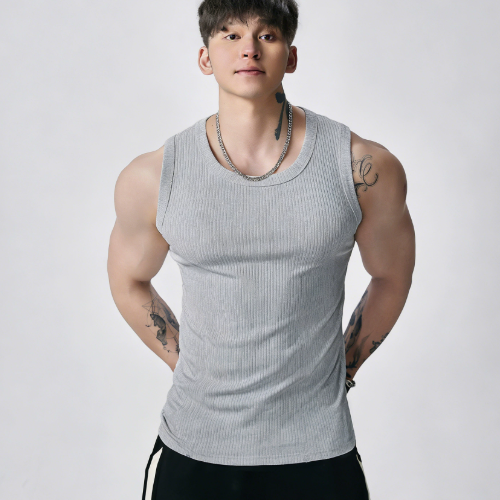 🔥Men's Wide Strap Ribbed Tank Top