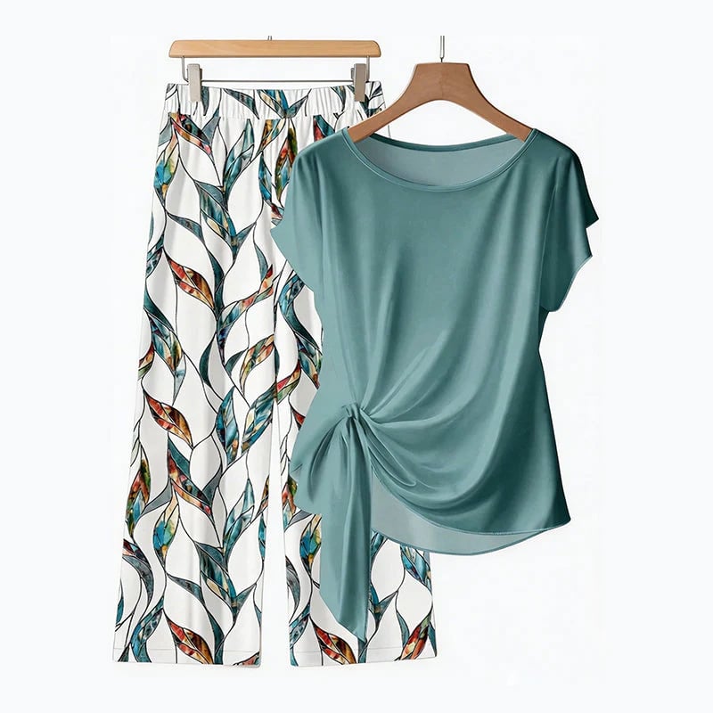👚 NOW! 🌸 Women's Side-Tie Top & Patterned Pants Set – Flowy, adjustable fit & perfect for summer vacations or resort wear 👖
