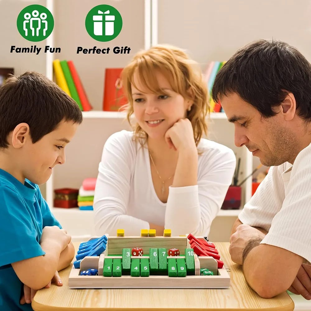 🏆🎁SHUT THE BOX-WOODEN DICE BOARD GAME