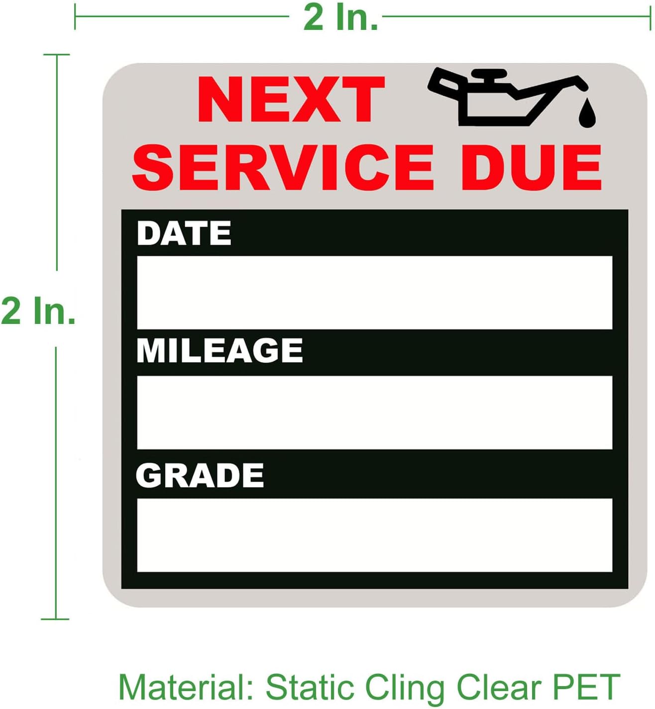 Oil Change Stickers Static Cling, 120pcs 2x2 Inches