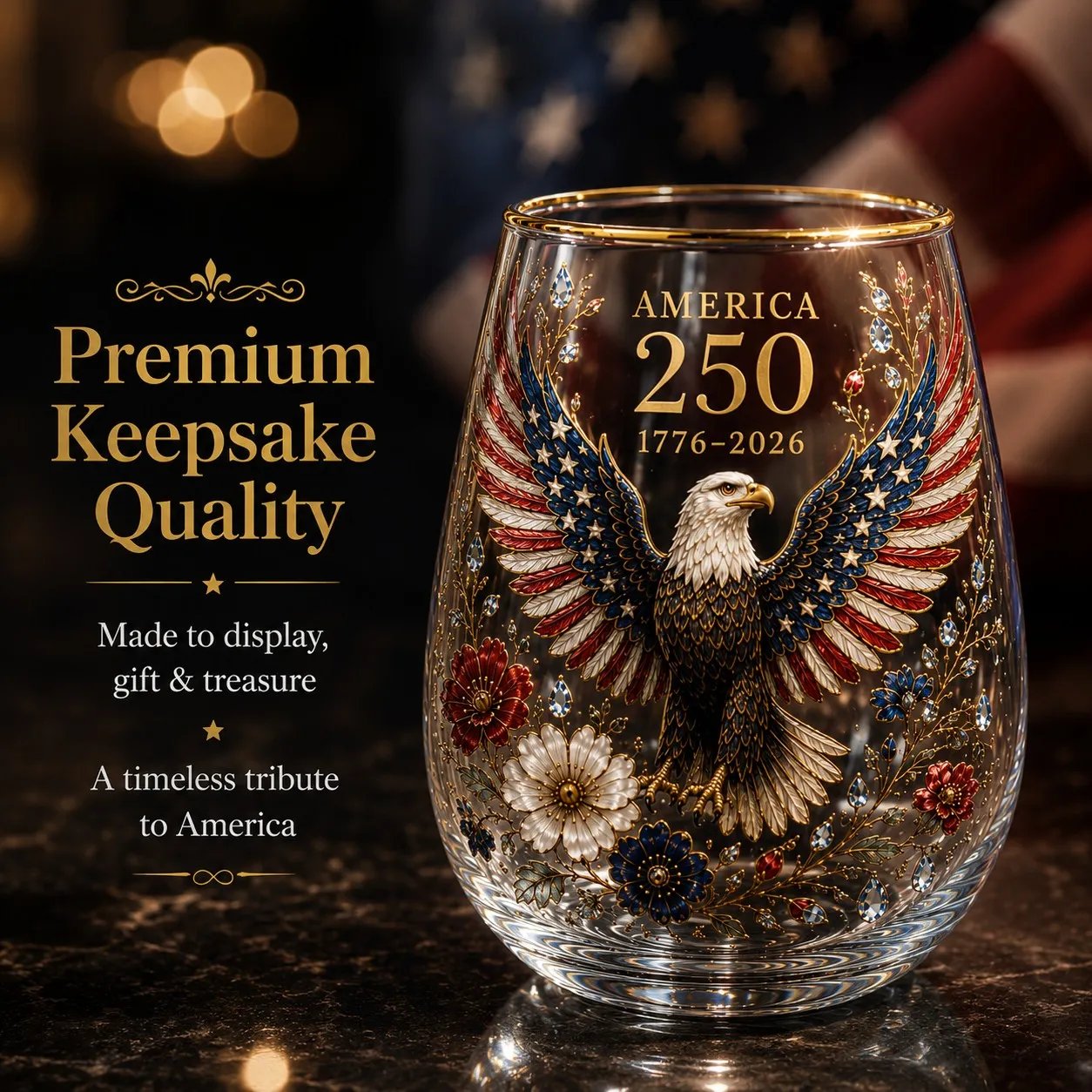 🔥HOT SALE 48% OFF - 🦅 America 250 Eagle Glass Tumbler 🇺🇸 🥂