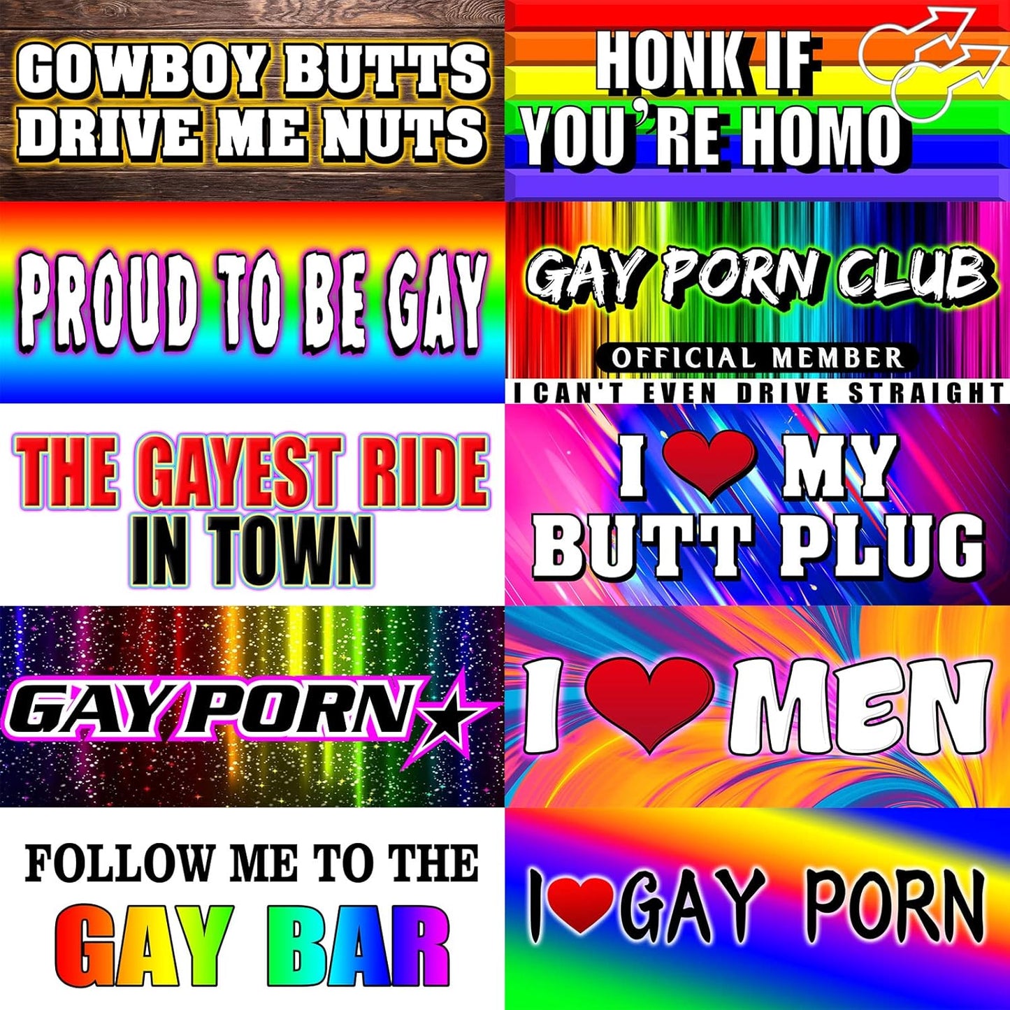 🌈Funny Gay Pride Rainbow Magnet Bumper Sticker Set