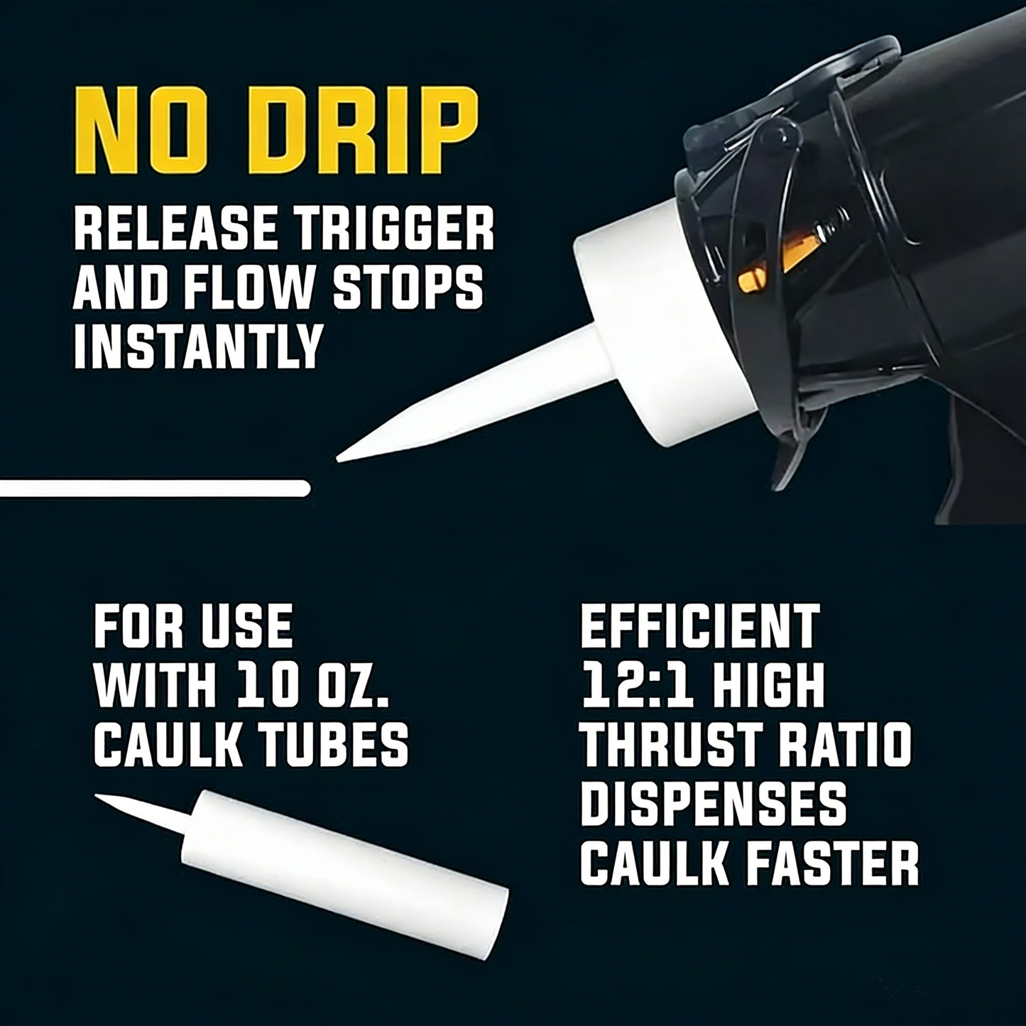 🔥🛠️ Caulking Gun – Anti-Drip, 12:1 Thrust Ratio