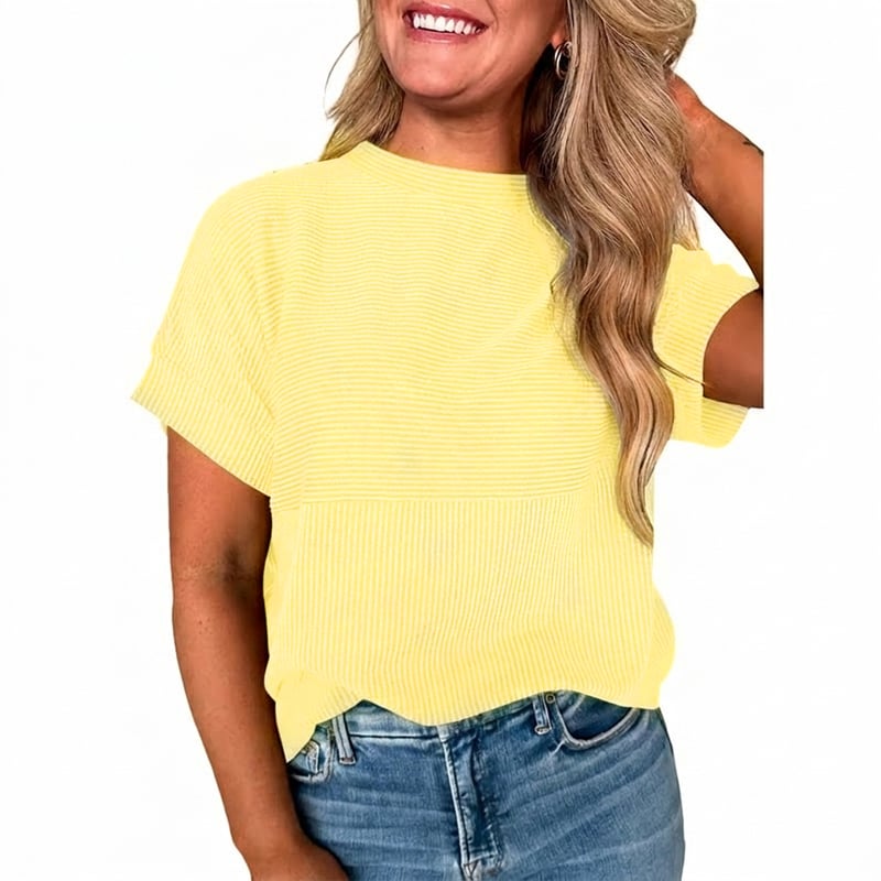 🌞 Women's Solid Short Sleeve Striped T-Shirt | 2026 Summer Collection 🌞