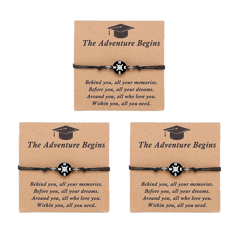 Graduation Compass Bracelet for Class of 2026 – Inspirational Gift for Her Him, High School College 8th Grade Graduate, Stainless Steel with Heartfelt Card & Graduation Cap Box