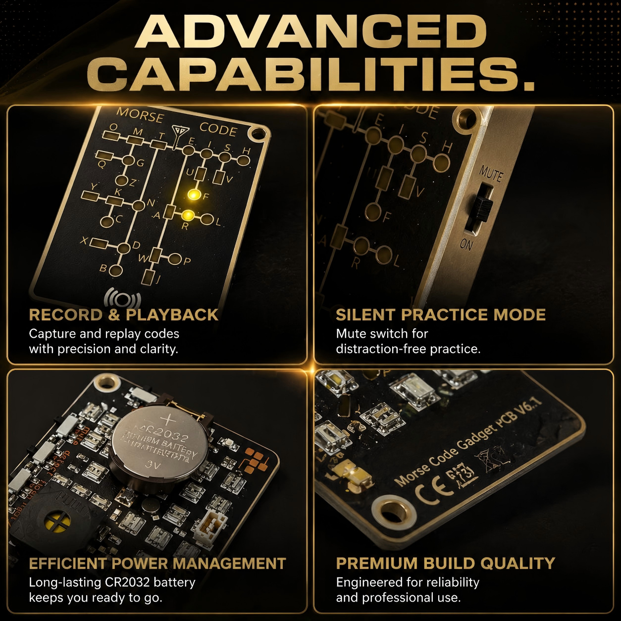 📟 Morse Code Trainer Card Pro (LED Edition)