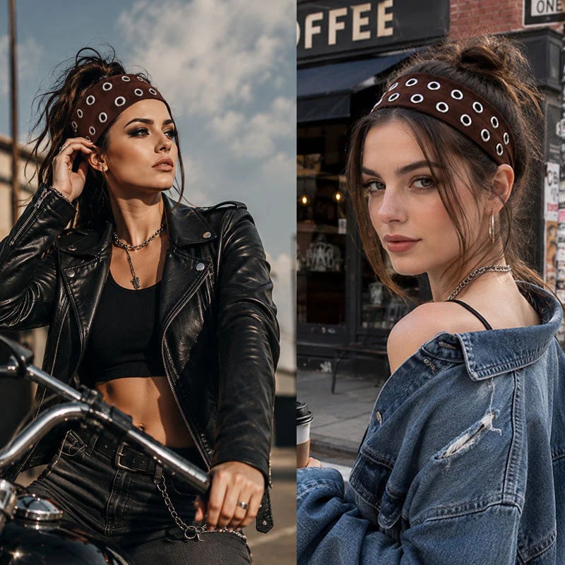 🖤 Punk Rivet Fashion Headband ⚡