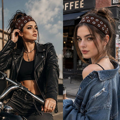 🖤 Punk Rivet Fashion Headband ⚡
