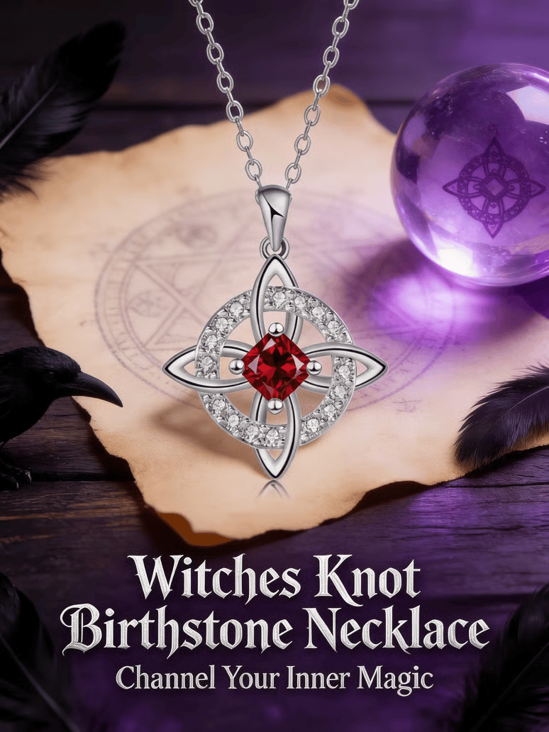 Mystical Birthstone Witches Knot Necklace – Natural Crystal🔮💞Protect Your Loved Ones