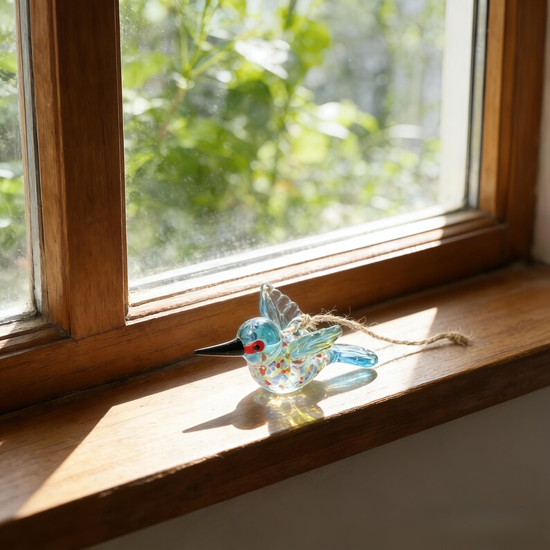 🕊️Hand Blown Glass Bird Ornament – Colorful Glass Bird Suncatcher