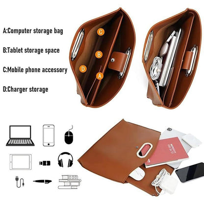 The 2-Piece Set:  Sophisticated Business Waterproof Leather Laptop & Tote Set