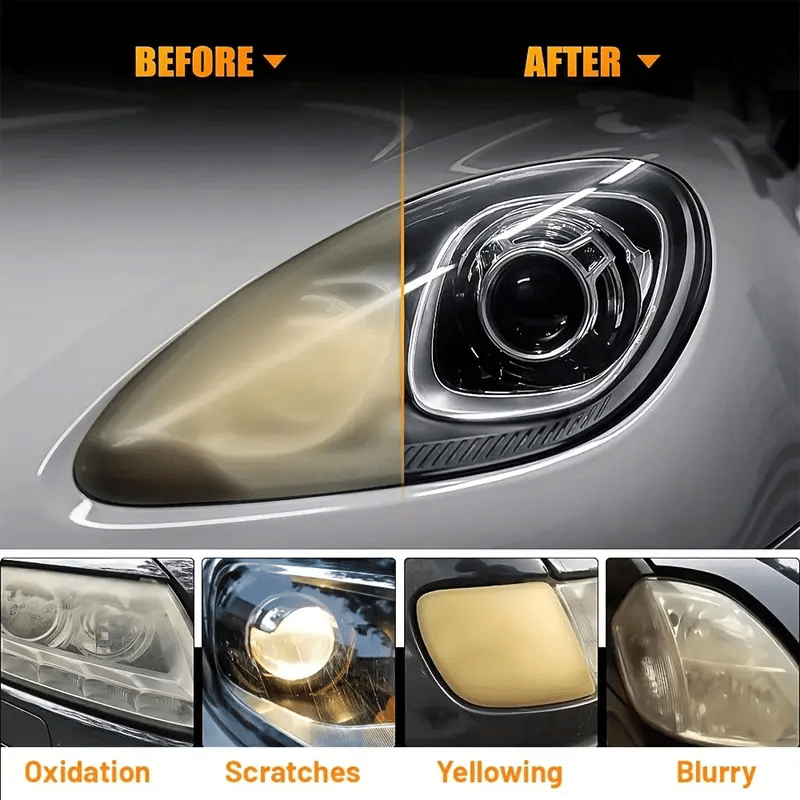 🏆 35K+ SOLD! 🚗Headlight Restoration Kit | 2‐Step No‐Sand Formula for Crystal Clear Lights ✨