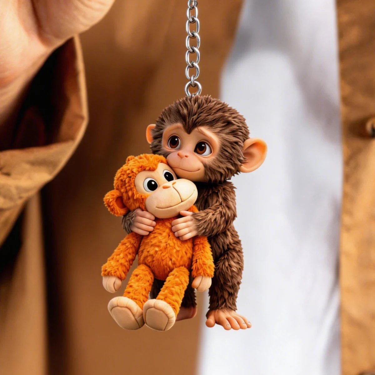 🐵 3D Viral Punch Monkey Keychain 💕- Emotional Gift for Animal Lovers, Family, Friends, Loved Ones🎁