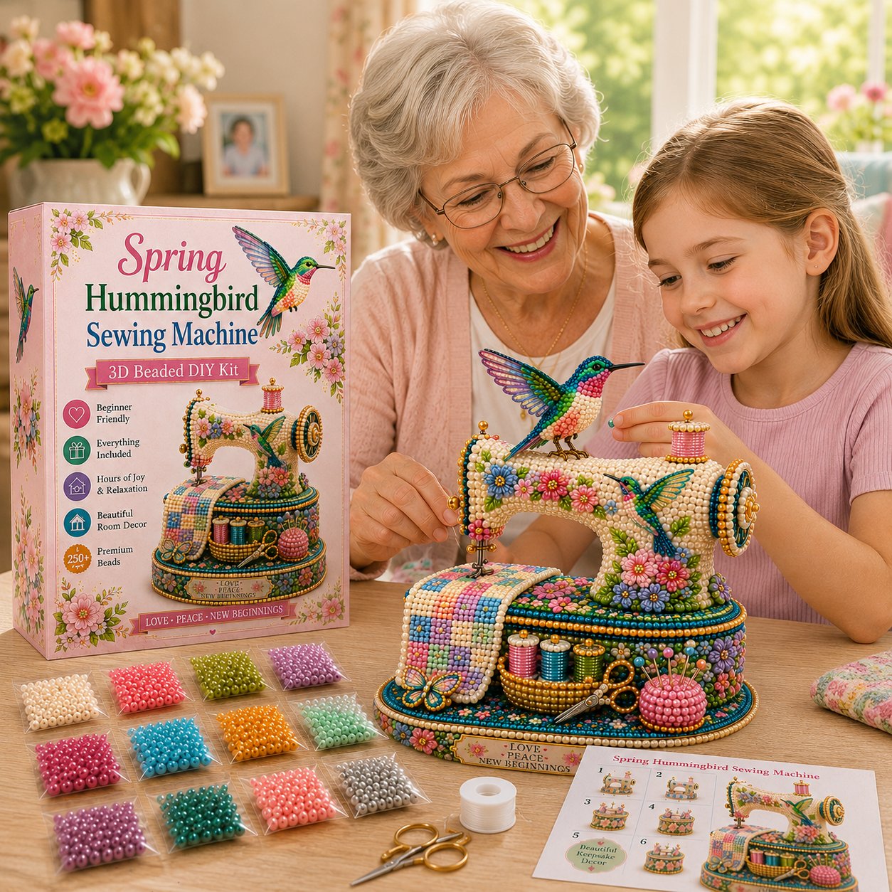 🌸Spring Hummingbird Sewing Machine 💗 3D Spring Limited Keepsake Edition DIY