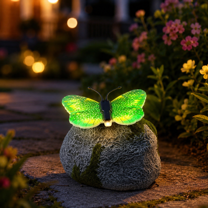 Illuminated Butterfly Stone Garden Light