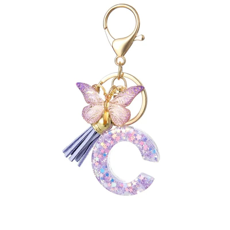 🔥Butterfly Letter Keychain Tassel Design Vibrant Durable Lightweight Gift(2 pcs)