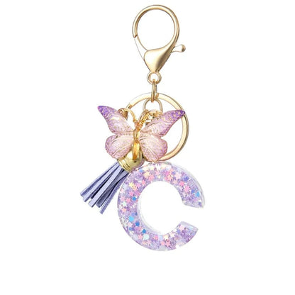 🔥Butterfly Letter Keychain Tassel Design Vibrant Durable Lightweight Gift(2 pcs)