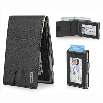 ⚡Hot Sales 49% OFF🔥Pop-Up Aluminum Wallet for Men – RFID Blocking, Slim Leather Front Pocket, Cash Slot & ID Window, Gift Box Included
