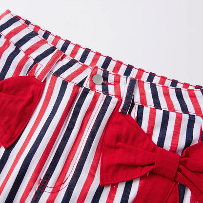 🏆 Retro Patriotic Style🏆Women's Red White Blue Striped Mini Skirt - 4th of July & Daily Wear