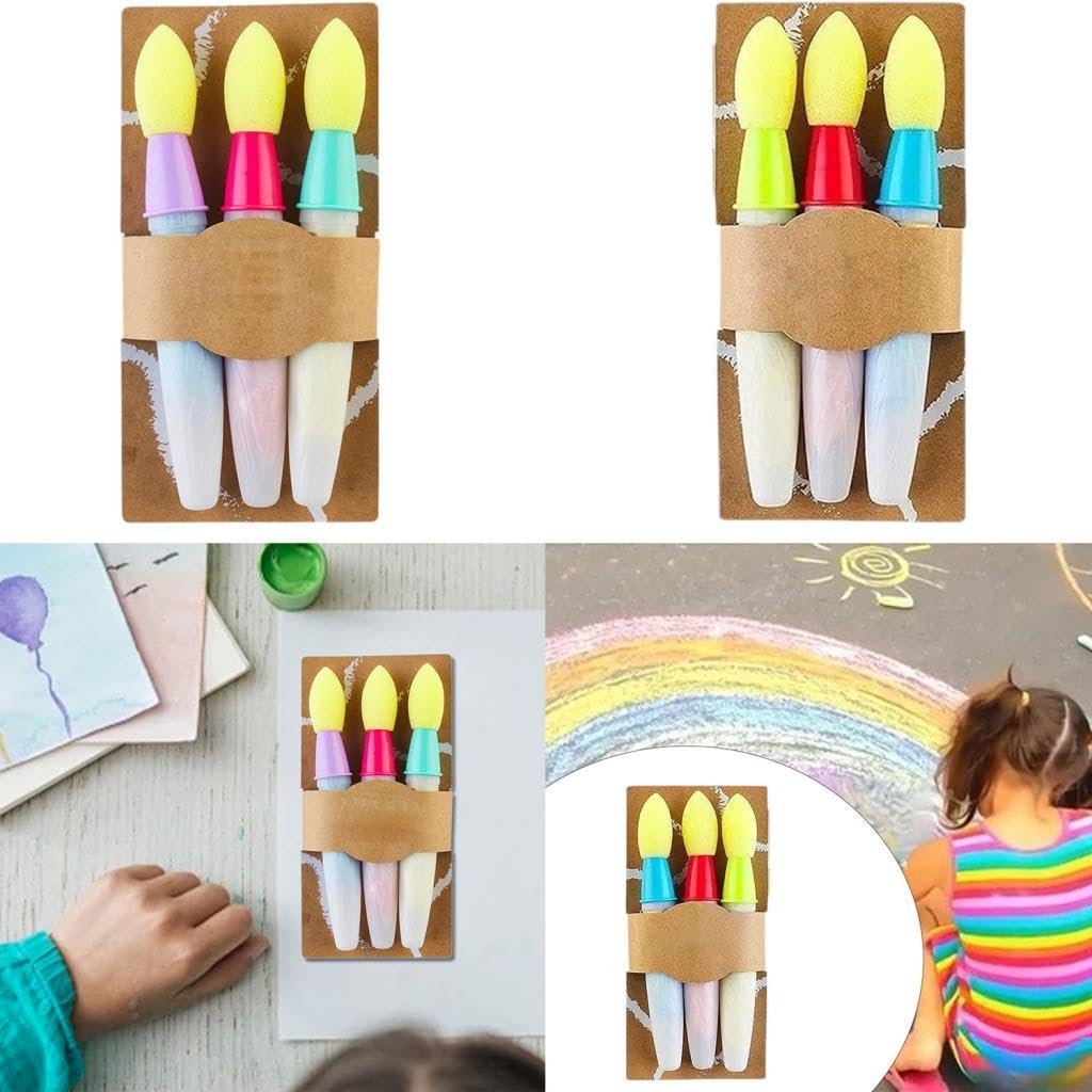 Sidewalk Chalk Paint Brushes (3-Pack) Bright Color Creations 🎨🖌️