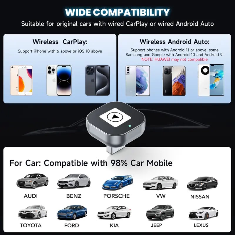 💥 Mini Wireless CarPlay/Android Auto Adapter