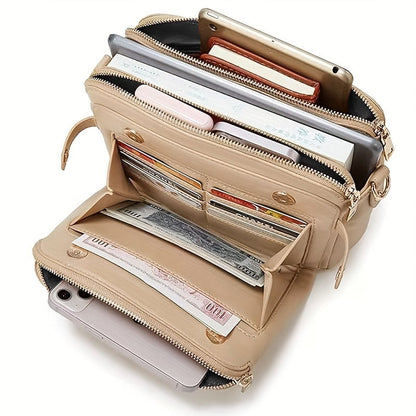 🔥Limited Time 49% Off✨Multifunctional Three-Layer Clutch Vegan Leather Crossbody Bag