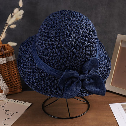 Elegant Crochet Straw Hat with Ruffle Detail