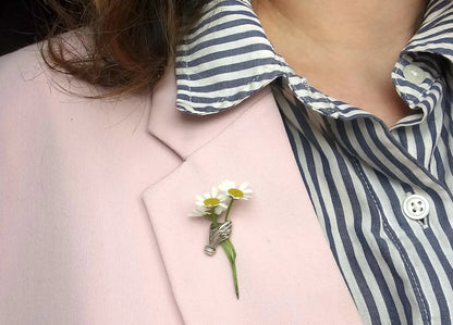 Holding Flowers Hand Lapel Pin