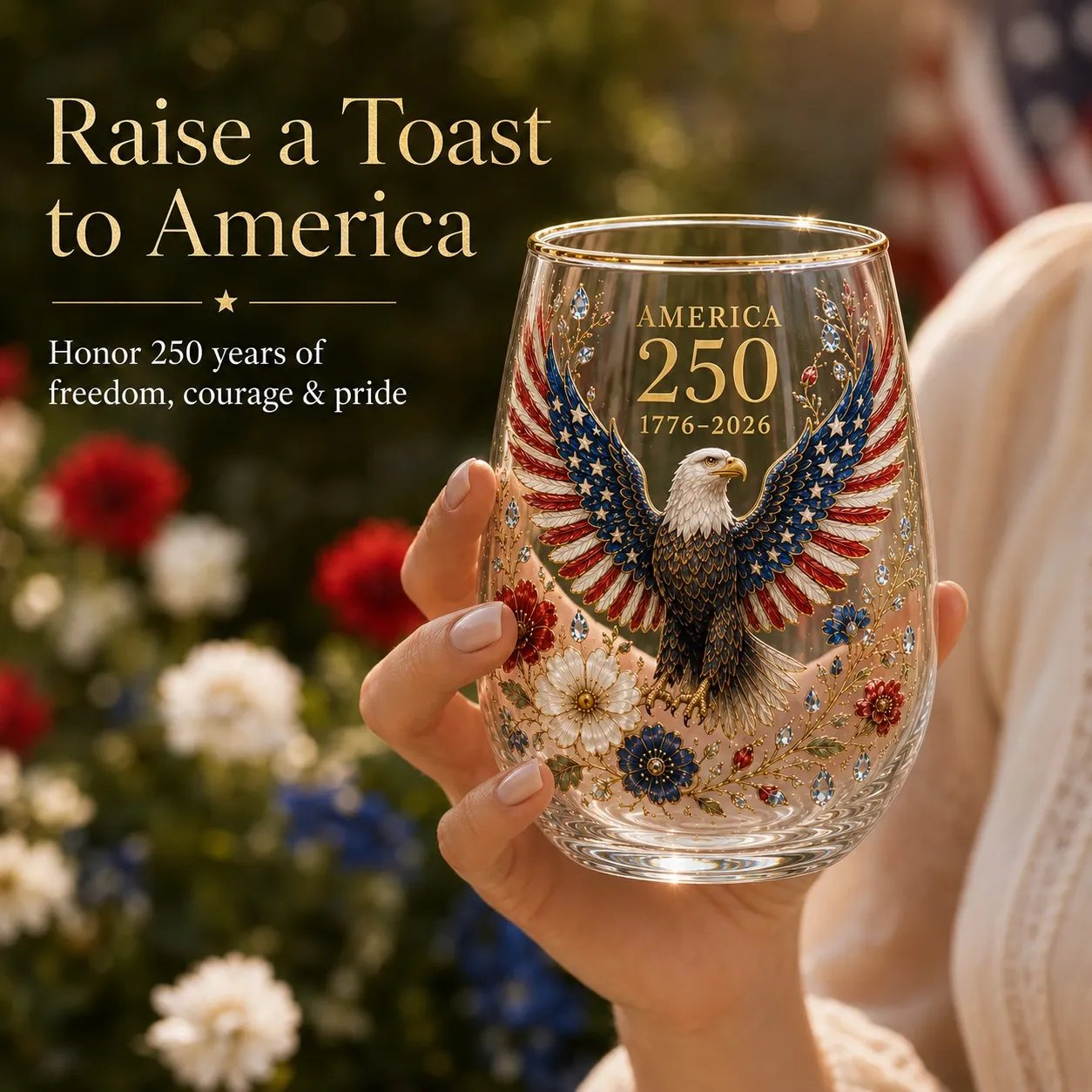 🔥HOT SALE 48% OFF - 🦅 America 250 Eagle Glass Tumbler 🇺🇸 🥂