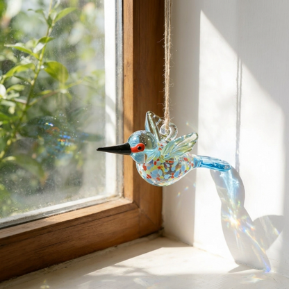 🕊️Hand Blown Glass Bird Ornament – Colorful Glass Bird Suncatcher