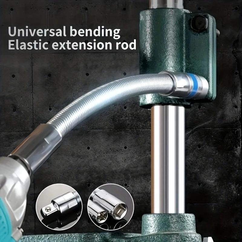 Flexible Socket Extension Bar Set – Bendable Ratchet Wrench Extensions for Tight Spaces, CR-V Steel Automotive Repair Tool Kit