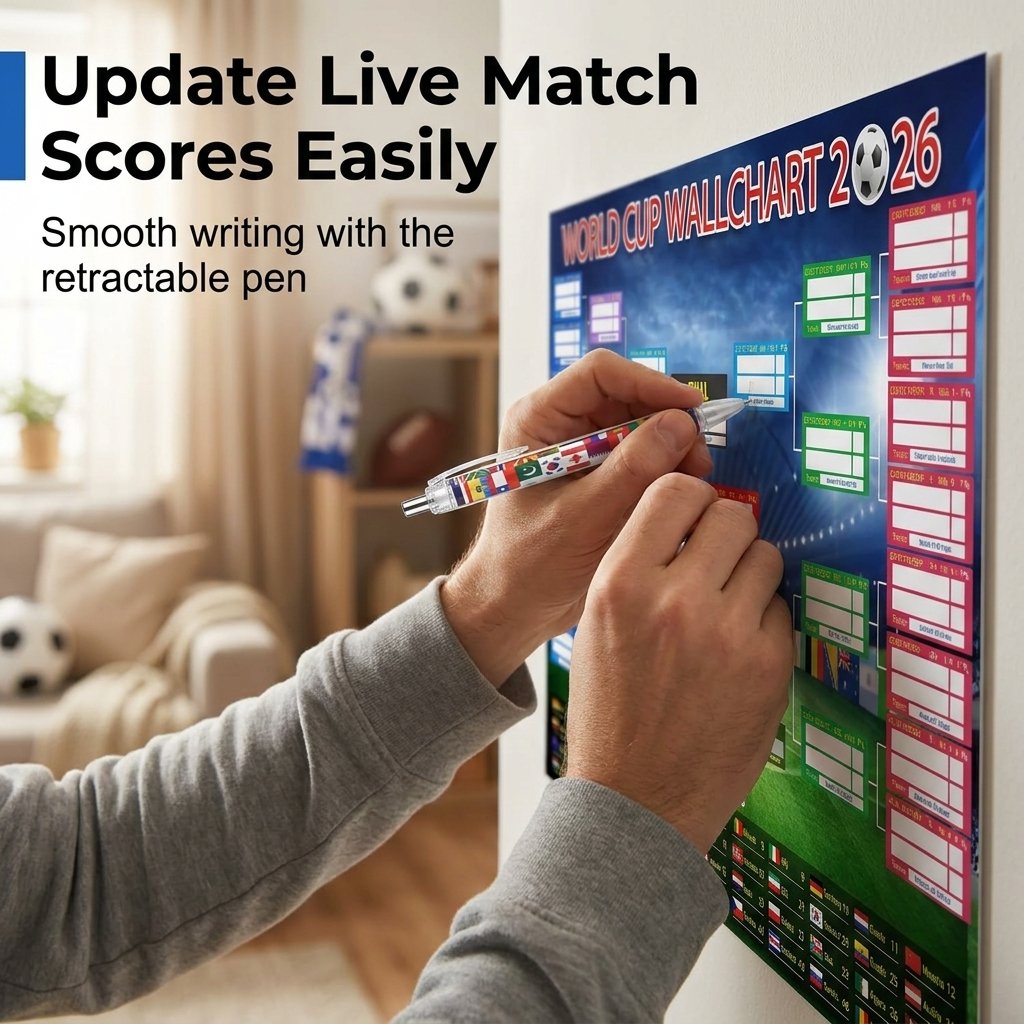 ⚽ 🏆 Ultimate 2026 Soccer Fan Wall Chart Kit – Group Stage & Knockout Posters (23.6” x 35.4”), Marker Pen & Mounting Strips Included
