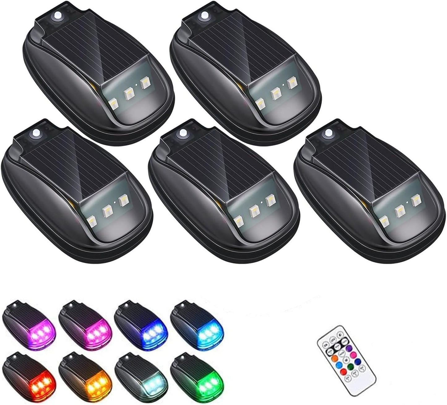 🔥Solar-powered RGB strobe light on car roof with remote control💡