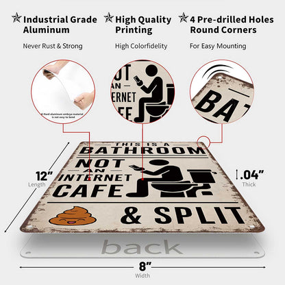 Funny Vintage Metal Bathroom Sign