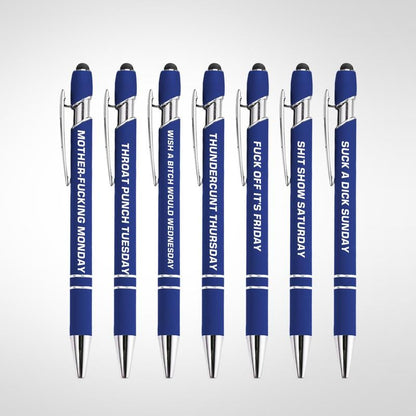💝Funny Stress-Relief Daily Quotes Metal Ballpoint Pen Set (7 Pcs) | 🎁Office Christmas Gift Exchange