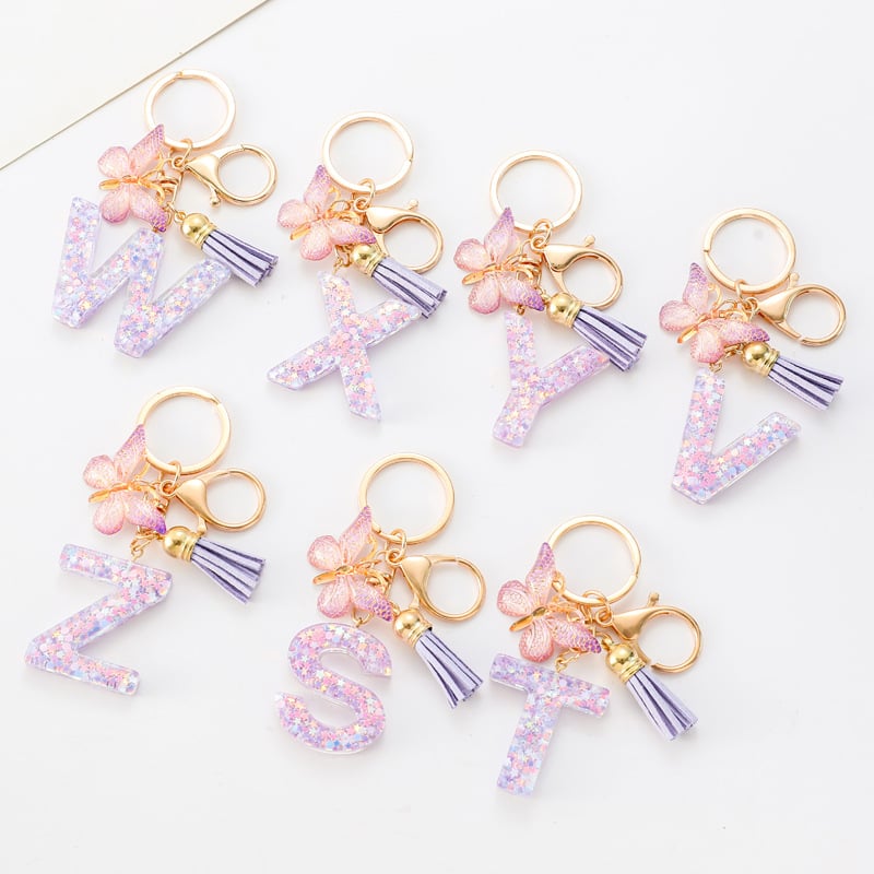 🔥Butterfly Letter Keychain Tassel Design Vibrant Durable Lightweight Gift(2 pcs)