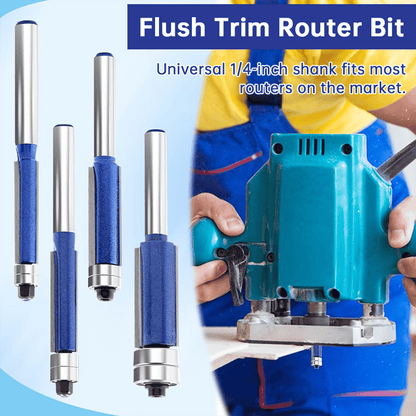 🛠️Professional 4-Piece Double Bearing Flush Trim Router Bit Set