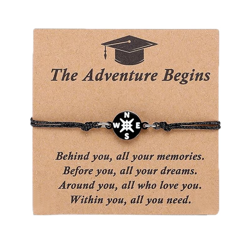 Graduation Compass Bracelet for Class of 2026 – Inspirational Gift for Her Him, High School College 8th Grade Graduate, Stainless Steel with Heartfelt Card & Graduation Cap Box