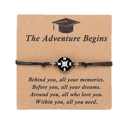 Graduation Compass Bracelet for Class of 2026 – Inspirational Gift for Her Him, High School College 8th Grade Graduate, Stainless Steel with Heartfelt Card & Graduation Cap Box