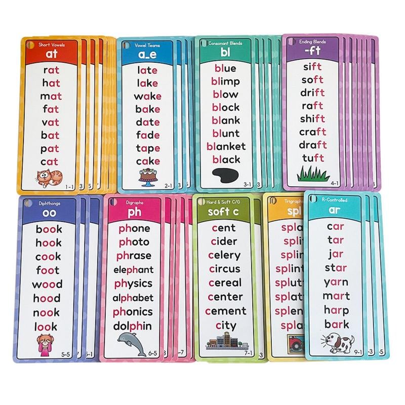 Phonics Word Cards 117 Sound Groups 900+ Rhyming Words Preschool English Discovery Joy