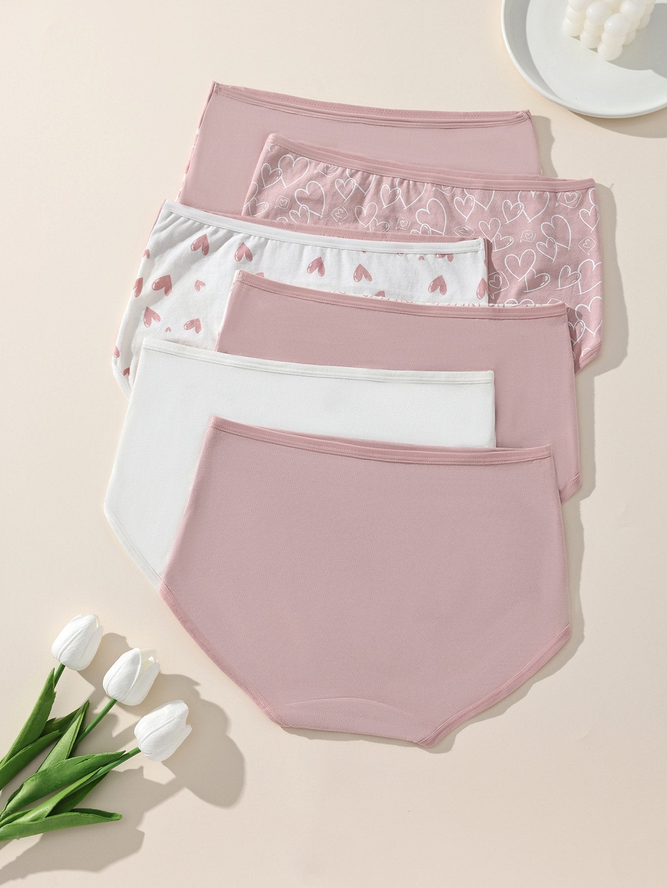 🔥❤️Women's Cotton Panties - 6 Pack Cute Love Print Briefs with Stretchy Waistband & Double Layer Crotch Soft Breathable Underwear for Everyday Wear🩲