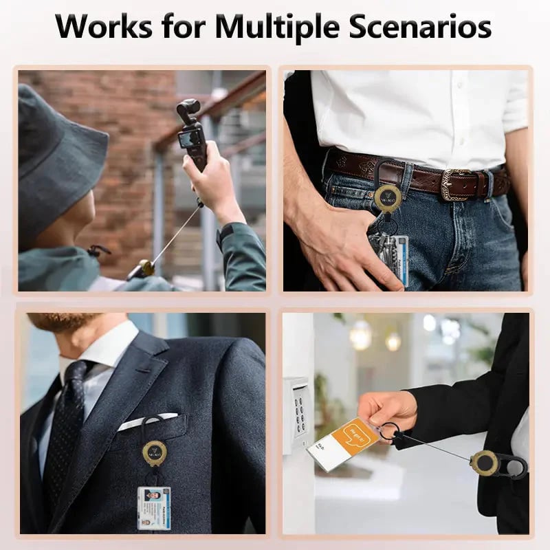 ⚡ Heavy‐Duty Retractable Keychain – Strong Retractable Key Holder with Steel Cable, Belt Clip, and 360° Swivel