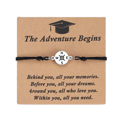 Graduation Compass Bracelet for Class of 2026 – Inspirational Gift for Her Him, High School College 8th Grade Graduate, Stainless Steel with Heartfelt Card & Graduation Cap Box