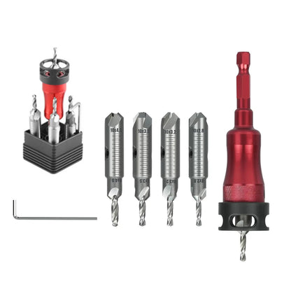 8pcs Countersink Drill Bit Set with Low-Friction Depth Stop, HSS M2 Tapered Drill Bits