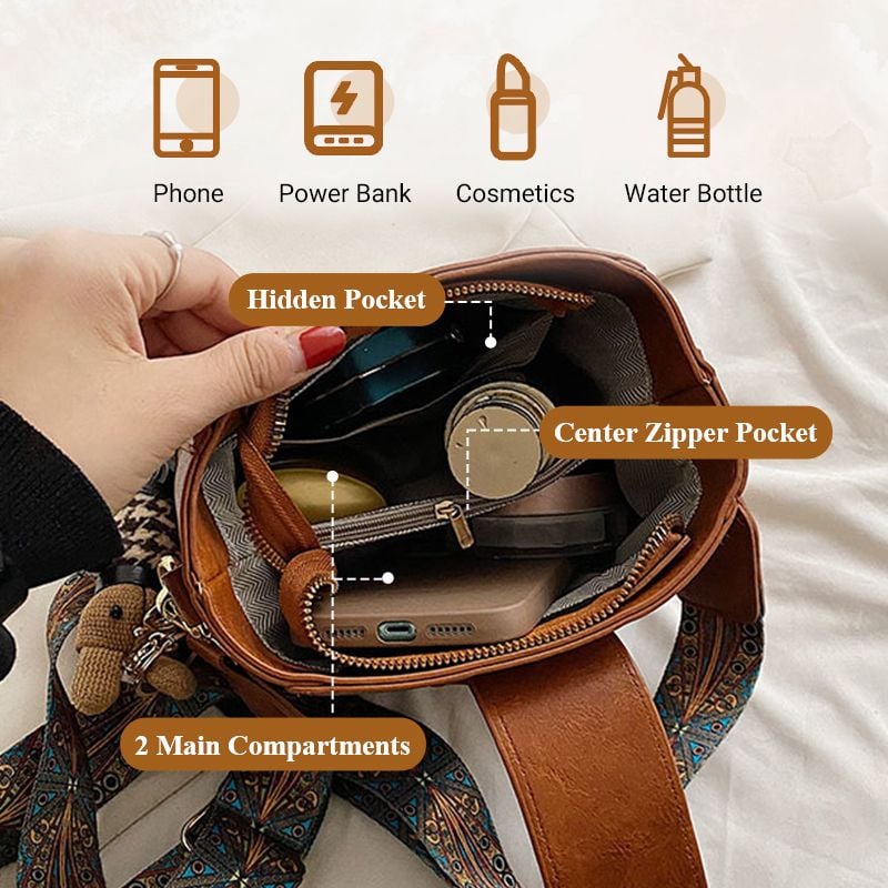 👜Leather Vintage Fashion Bag with Adjustable Wider Shoulder Strap