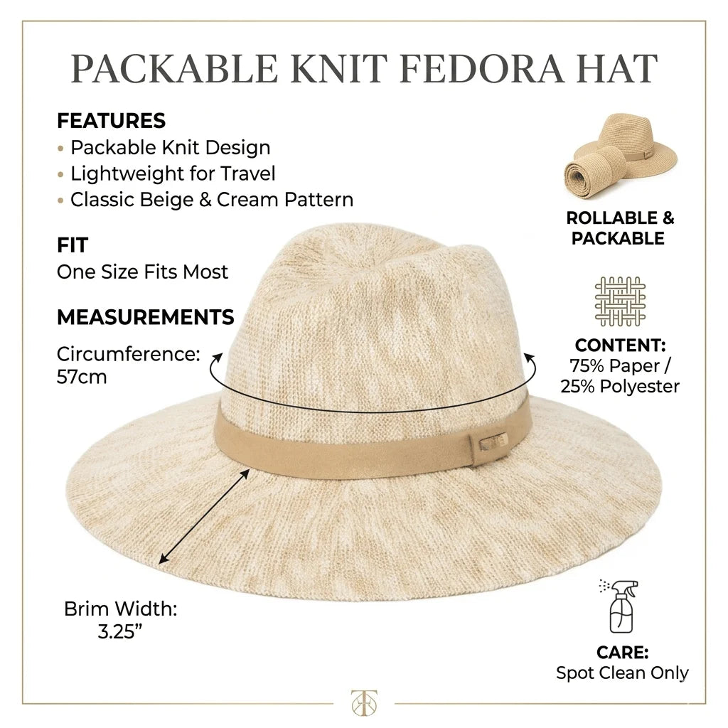 Packable Knit Fedora Hat