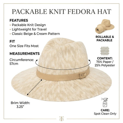 Packable Knit Fedora Hat