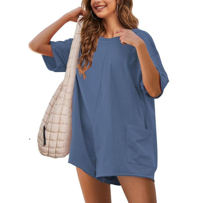Women's Oversized Athletic Jumpsuit Casual Romper Overall Workout Tee Hot Short Romper